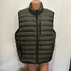 32 Degrees Heat 2XL Olive Green Puffer Vest Nylon Full Zip Pockets Insulated